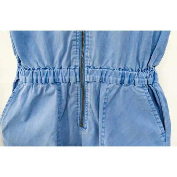 Splendid NWT Azure Blue Emerson Zip Front Casual Short Sleeve Utility Romper XS - Picture 14 of 16